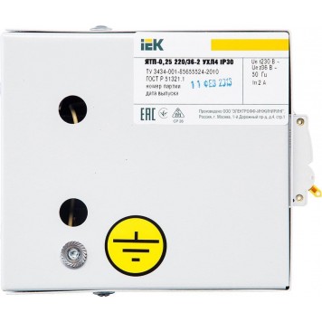 Ящик с понижающим трансформатором IEK 36 В для устройств, работающих от переменного напряжения IEK ЯТП 0.25 220/36B MTT12-036-0250 -3