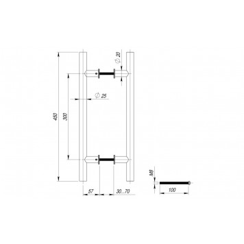 Двухсторонний комплект из 2 ручек-скоб Fuaro PH-22-25/300-Inox накладная 450 мм нержавеющая сталь | 2 шт.-3