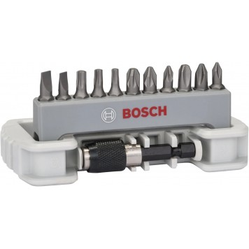 Набор из 11-и бит Bosch 2608522130 Extra Hart + держатель с быстросменным патроном. Made in Vietnam