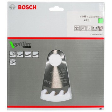 Диск пильный по дереву BOSCH 2608640602 Optiline Wood (165х30 мм) для циркулярных пил, 24 зуба.  -2