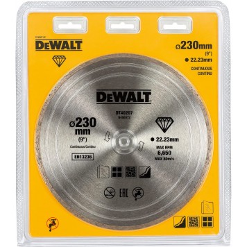 Диск алмазный сплошной по керамике (230х22.2 мм) DeWALT DT40207 -1