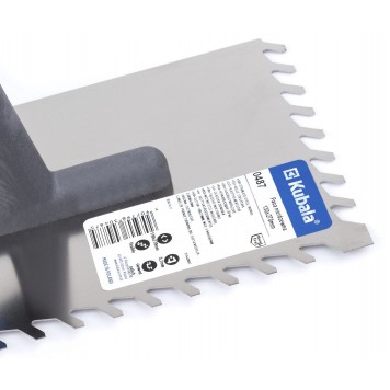 Зубчатая гладилка с косым зубом KUBALA 0487 для безпустотной укладки крупноформатной плитки.  Нержавеющая сталь-2