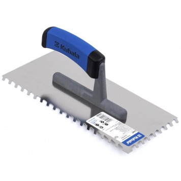 Зубчатая гладилка с косым зубом KUBALA 0487 для безпустотной укладки крупноформатной плитки.  Нержавеющая сталь