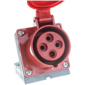 Стационарная трехфазовая (380 В) розетка IEK И-114 с крышкой, с заземлением, IP44 -1