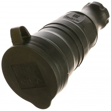 Розетка переносная с защитной крышкой IEK ОМЕГА РБп13-1-0м IP44, с заземлением, для кабеля 2,5 мм²-1