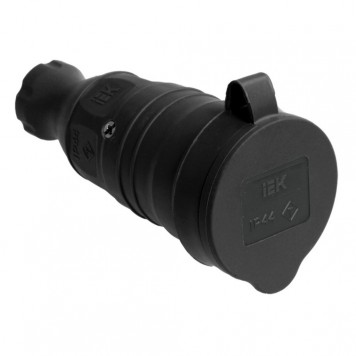 Розетка переносная с защитной крышкой IEK ОМЕГА РБп13-1-0м IP44, с заземлением, для кабеля 2,5 мм²